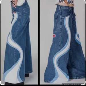 Jnco jeans, women's size 7 blue wave wide leg.